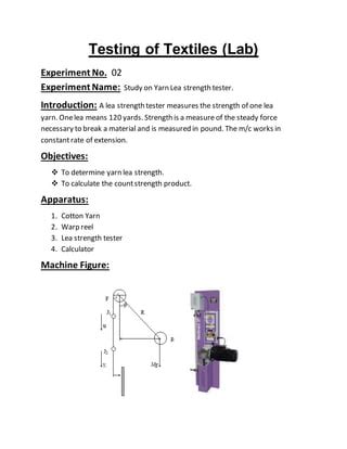 single yarn strength tester diagram solution|lea yarn strength test.